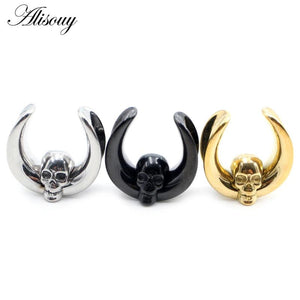 1PC Saddle Skull Ear Weight Hangers Plug Tunnel Body Jewelry Stainless