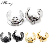 1PC Saddle Skull Ear Weight Hangers Plug Tunnel Body Jewelry Stainless