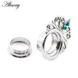2pcs Stainless Steel Eye Zirconia CZ Ear Tunnels Plugs Expanders