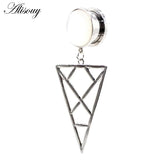 Stainless Steel Triangle Opal Stone Ear Plugs Tunnels Flesh Expander