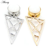 Stainless Steel Triangle Opal Stone Ear Plugs Tunnels Flesh Expander