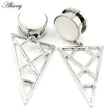 Stainless Steel Triangle Opal Stone Ear Plugs Tunnels Flesh Expander