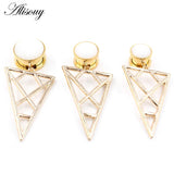 Stainless Steel Triangle Opal Stone Ear Plugs Tunnels Flesh Expander