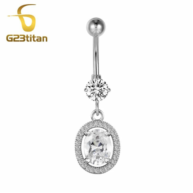 Geometric Pendant Navel Piercing Ring Titanium Body Jewelry