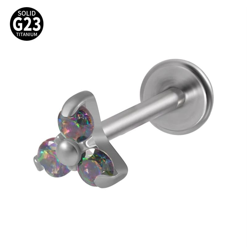 G23 Titanium Triangle Labret CZ Zircon Ear Tragus Cartilage Earring