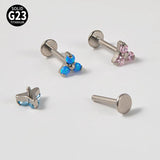 G23 Titanium Triangle Labret CZ Zircon Ear Tragus Cartilage Earring