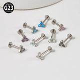 G23 Titanium Triangle Labret CZ Zircon Ear Tragus Cartilage Earring
