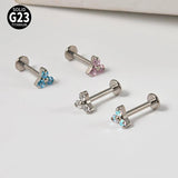 G23 Titanium Triangle Labret CZ Zircon Ear Tragus Cartilage Earring