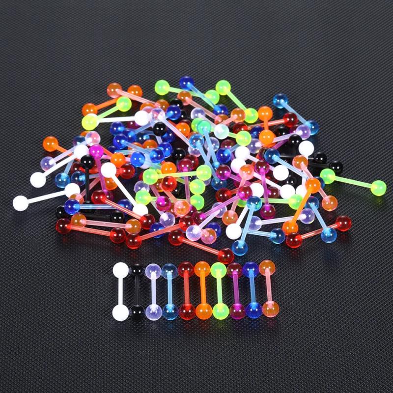 100pcs Mix 14G Tongue Piercing Lot Nipple Piercing Set Jewelry