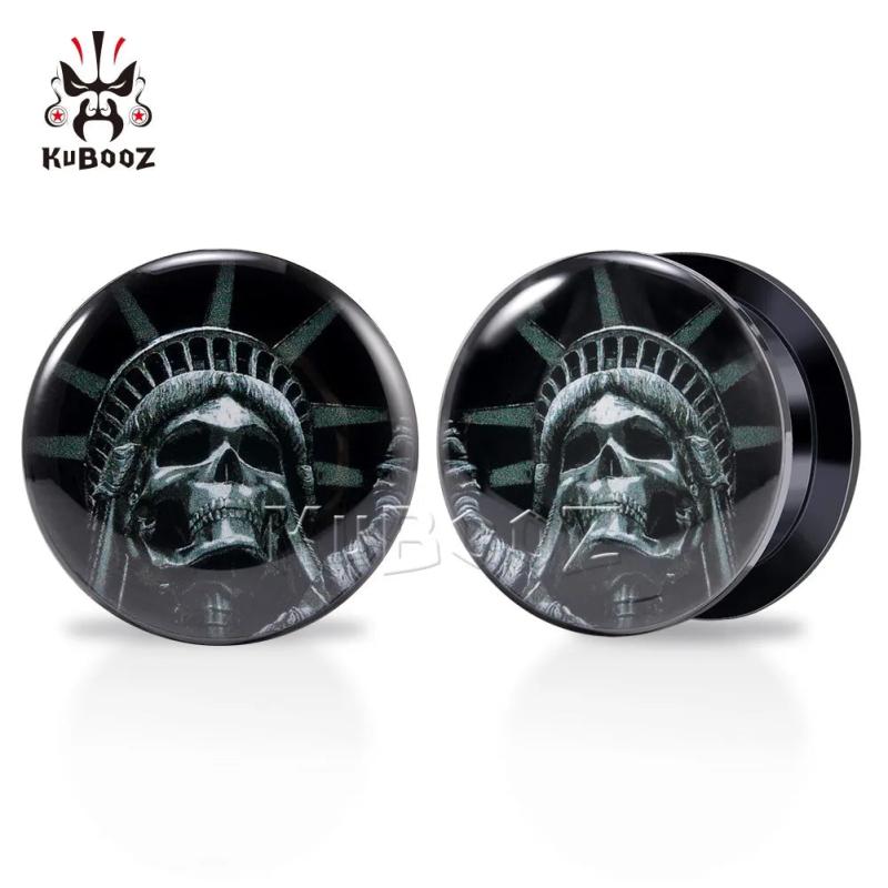 Acrylic Skeleton Ear Plugs Earring Piercing Tunnels Gauges 6-30mm 2PCS