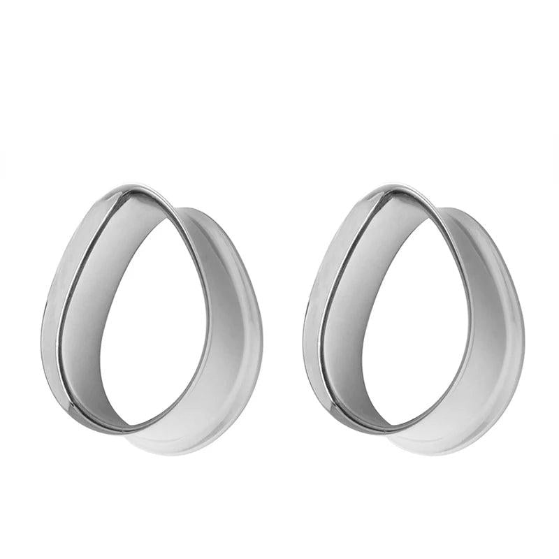 Giga Water Drop Stainless Steel Ear Plugs Tunnels 2PCS