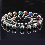 18pcs Mixed Surgical Steel Double CZ Crystal Belly Button Ring Navel Piercing