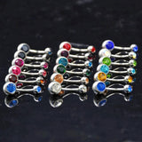 18pcs Mixed Surgical Steel Double CZ Crystal Belly Button Ring Navel Piercing