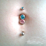 18pcs Mixed Surgical Steel Double CZ Crystal Belly Button Ring Navel Piercing