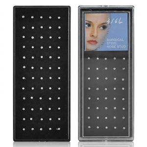 60pcs 316L Nose Rings & Studs Mix Colors Rhinestone Body