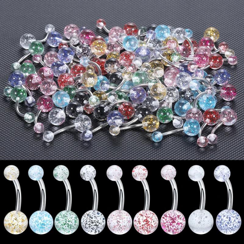 90pcs Glitter Sexy Belly Bars Body Piercing 14G