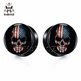 Skull Ear Screw Tunnels Gauges Body Jewelry Piercing Earrings