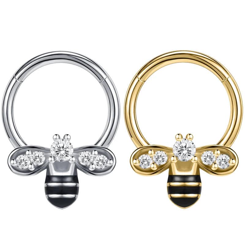 Zircon Cat Pearl Septum Ring Butterfly Bee Bat Nose Piercing