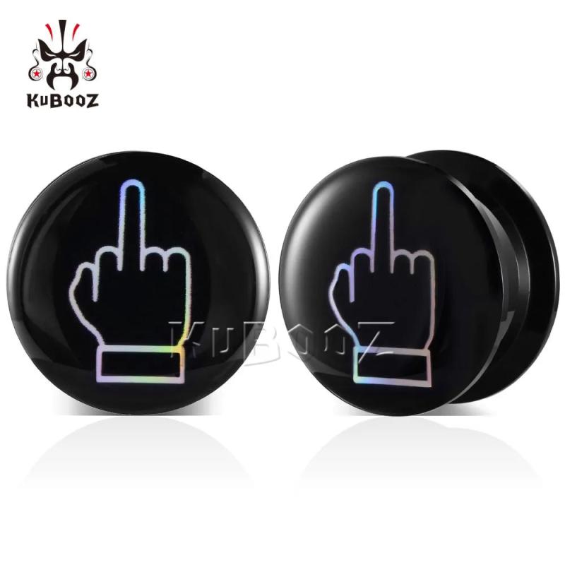 Acrylic Hand Logo Ear Tunnels Plugs Gauges Piercing 2PCS