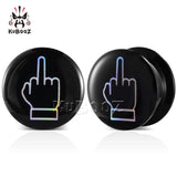 Acrylic Hand Logo Ear Tunnels Plugs Gauges Piercing 2PCS