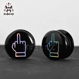 Acrylic Hand Logo Ear Tunnels Plugs Gauges Piercing 2PCS