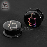 Acrylic Hand Logo Ear Tunnels Plugs Gauges Piercing 2PCS