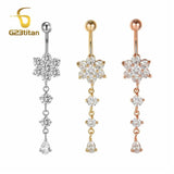 Tassel Belly Button Piercing Rings 14G Titanium Barbell Zircon Navel Jewelry