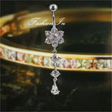 Tassel Belly Button Piercing Rings 14G Titanium Barbell Zircon Navel Jewelry