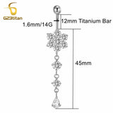 Tassel Belly Button Piercing Rings 14G Titanium Barbell Zircon Navel Jewelry