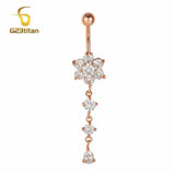 Tassel Belly Button Piercing Rings 14G Titanium Barbell Zircon Navel Jewelry