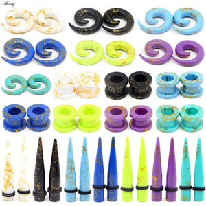 3 Pairs Acrylic Spiral Ear Tunnels Stretching Tapers Ear Expanders Plugs Set
