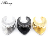 Water Drop Shell Saddle Ear Tunnel Plugs Stainless Steel Gauges Earrings