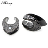 Water Drop Shell Saddle Ear Tunnel Plugs Stainless Steel Gauges Earrings