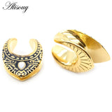 Water Drop Shell Saddle Ear Tunnel Plugs Stainless Steel Gauges Earrings