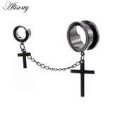 Stainless Steel Cross Pendant Ear Tunnels Plugs