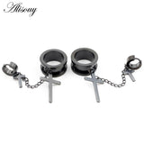 Stainless Steel Cross Pendant Ear Tunnels Plugs