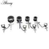 Stainless Steel Cross Pendant Ear Tunnels Plugs