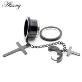 Stainless Steel Cross Pendant Ear Tunnels Plugs