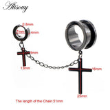 Stainless Steel Cross Pendant Ear Tunnels Plugs