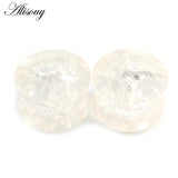 2pcs Ice Crack Glass Round Ear Gauges Earrings