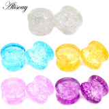 2pcs Ice Crack Glass Round Ear Gauges Earrings