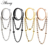 2pcs Stainless Steel Oval Ball Chain Ear Plugs Tunnels Expander Stretcher Gauges