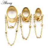 2pcs Stainless Steel Oval Ball Chain Ear Plugs Tunnels Expander Stretcher Gauges