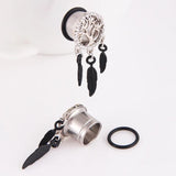 2pcs Stainless Steel Dangled Tree Ear Plugs with Crystal 8-20mm