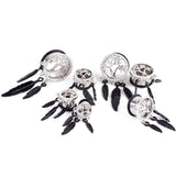 2pcs Stainless Steel Dangled Tree Ear Plugs with Crystal 8-20mm