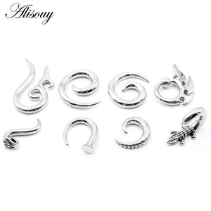 Stainless Steel Alien Ear Weights Plugs Tunnel Spiral Carved Gauges Piercing