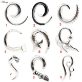 Stainless Steel Alien Ear Weights Plugs Tunnel Spiral Carved Gauges Piercing