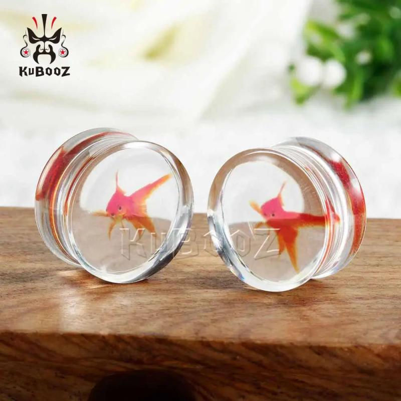 Goldfish Logo Earring Tunnels Acrylic Ear Plugs Style Jewellery