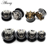 Punk Stainless Steel Cross Cat Head Ear Expansion Earrings