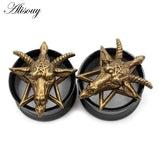 Punk Stainless Steel Cross Cat Head Ear Expansion Earrings
